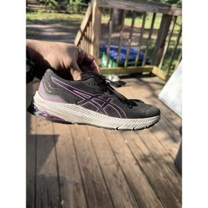 ASICS GT1000 Gel Running Shoes Black with Purple Accents Size 4